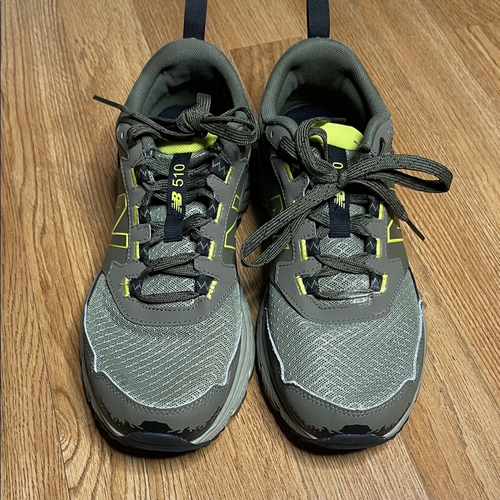 New Balance Olive and Neon Yellow Athletic Shoes